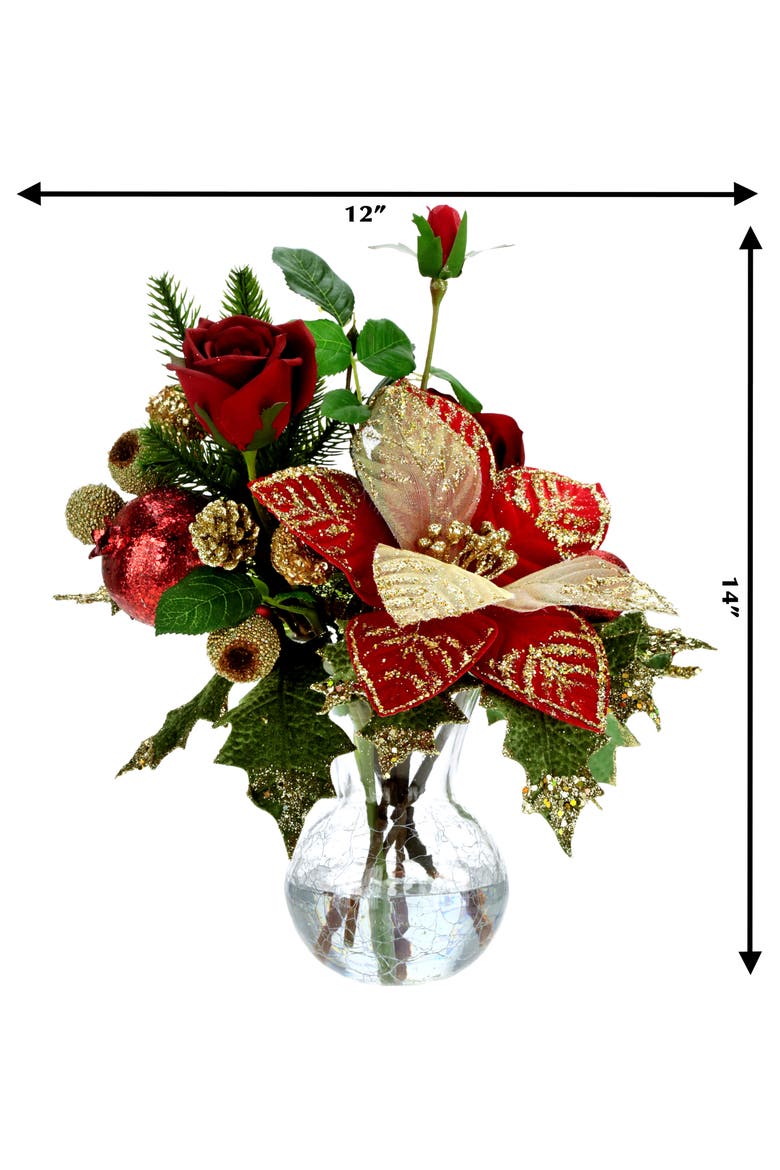 Vase of Poinsettia and Floral, Red, Alternate, color, Red