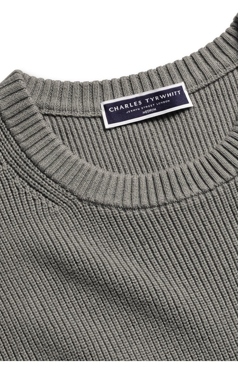 Charles Tyrwhitt Cotton Rib Crew Neck Sweater, Alternate, color, Grey