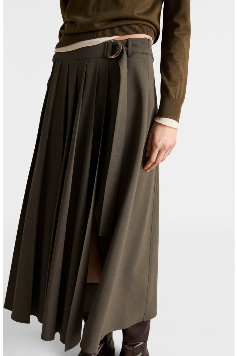 Pleated Maxi Skirt, Alternate, color, KHAKI BROWN