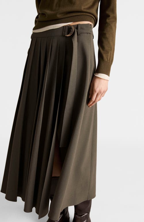 Mango Pleated Maxi Skirt In Green
