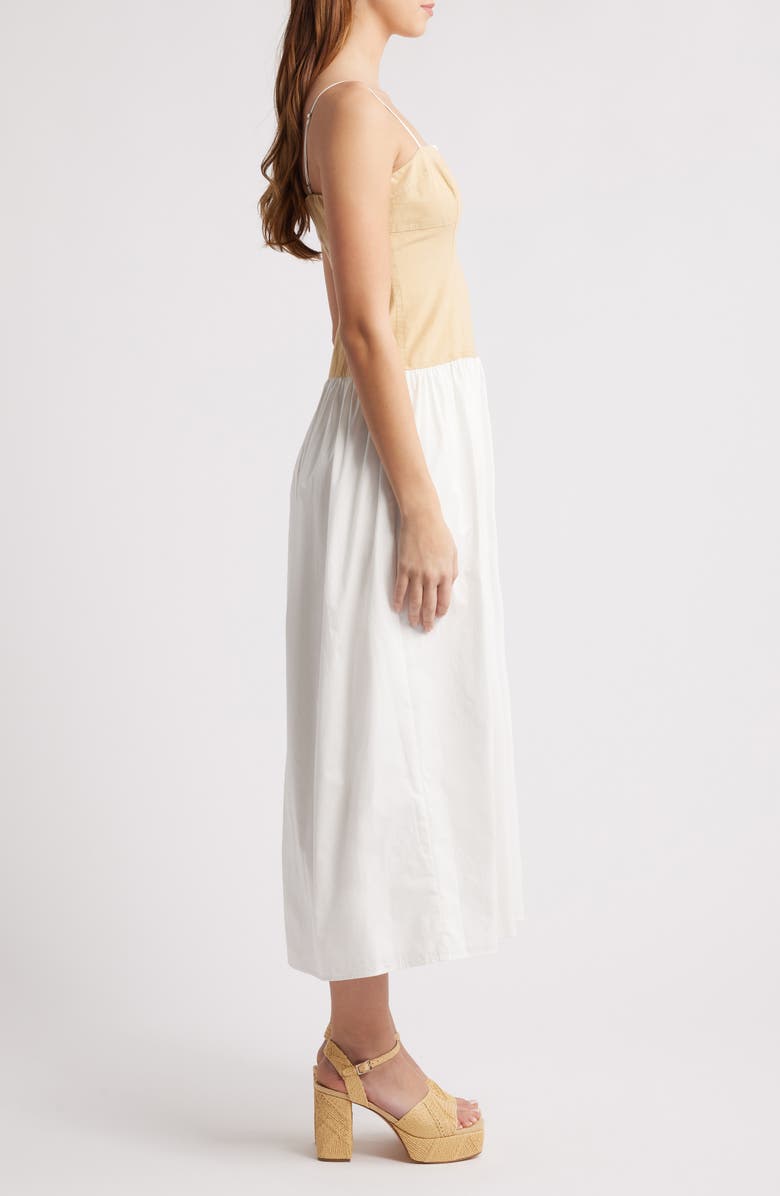 MOON RIVER Colorblock Cotton Midi Dress, Alternate, color, Ivory