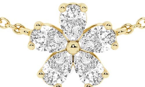 Everyday By Hautecarat Flower Lab Grown Diamond Station Necklace In 14k Yellow Gold