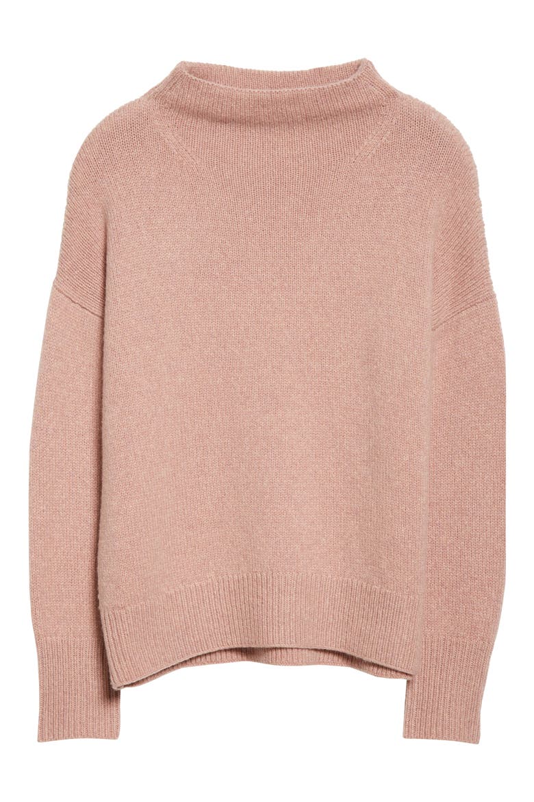 Marled Funnel Neck Wool Blend Sweater, Alternate, color, DARK BLUSH/ PINK SHELL