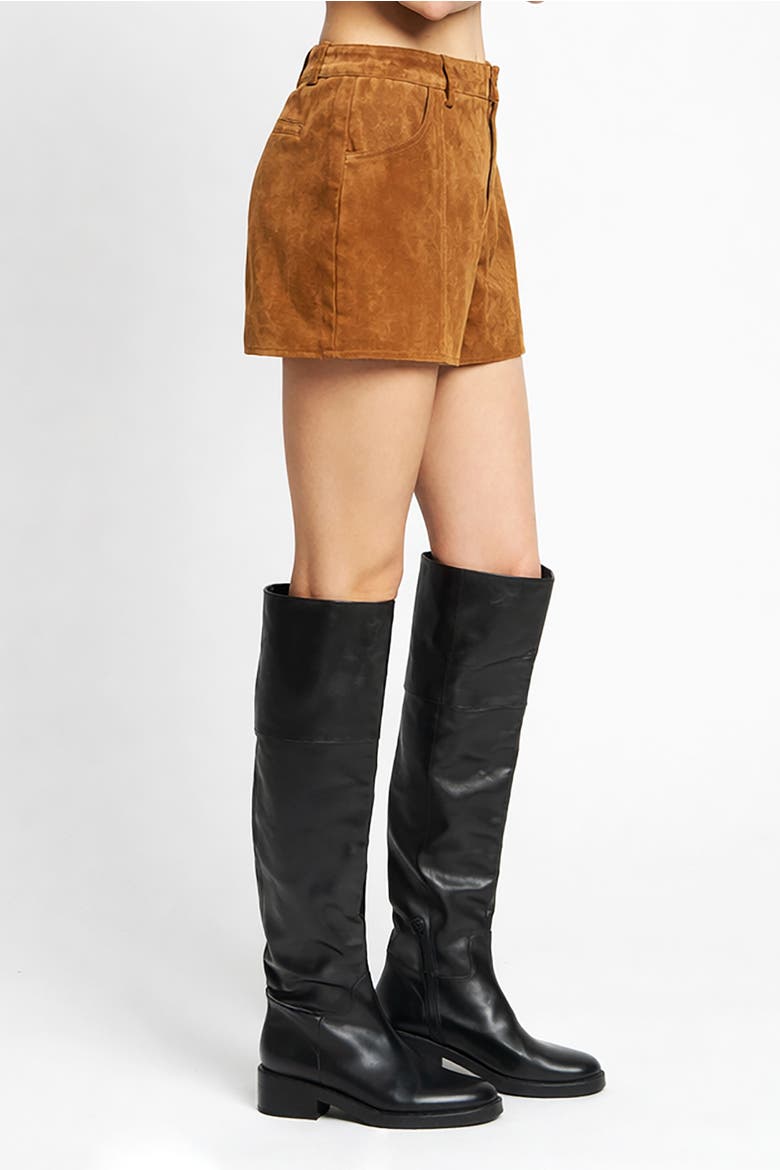 Odessa Genuine Suede Short, Alternate, color, SADDLE