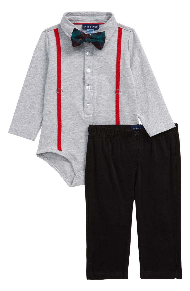Andy & Evan Bodysuit, Pants & Bow Tie Set, Main, color,