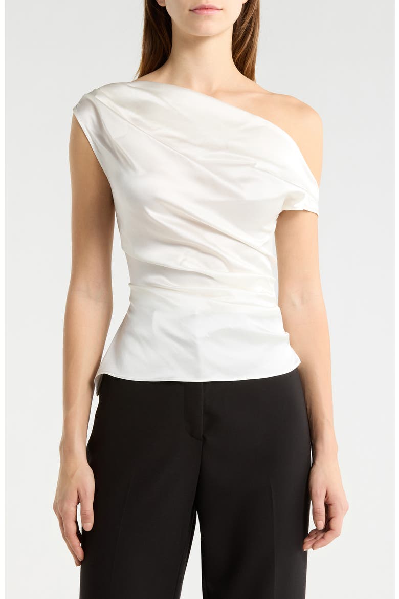 Phare One-Shoulder Stretch Silk Top, Main, color, IVORY
