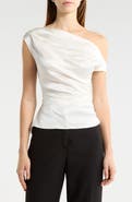 STAUD Phare One-Shoulder Stretch Silk Top