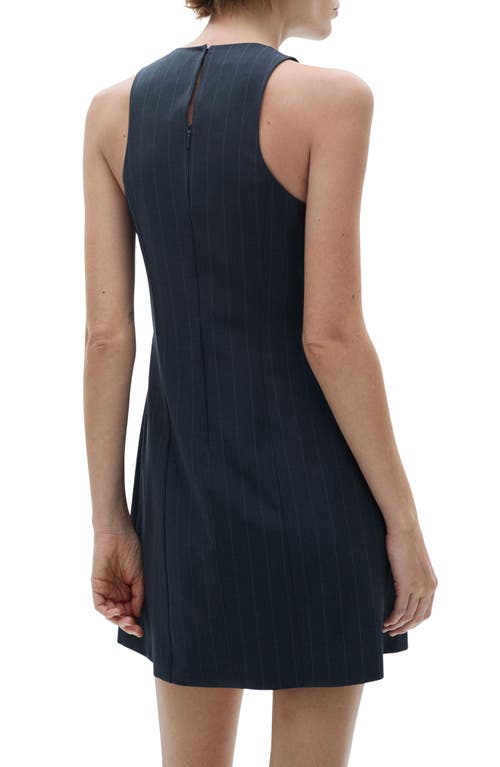 Mango Pinstripe Sleeveless Minidress In Dark Navy
