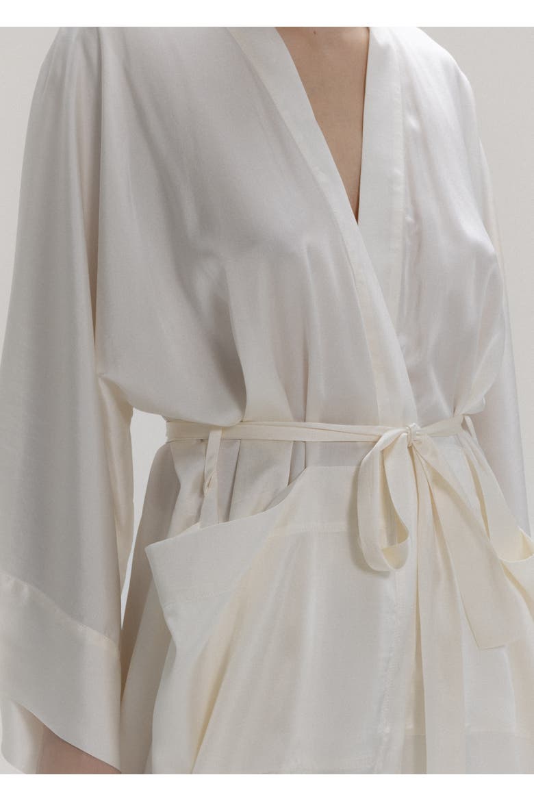 Silk Long Sleeve Robe, Alternate, color, Milk White