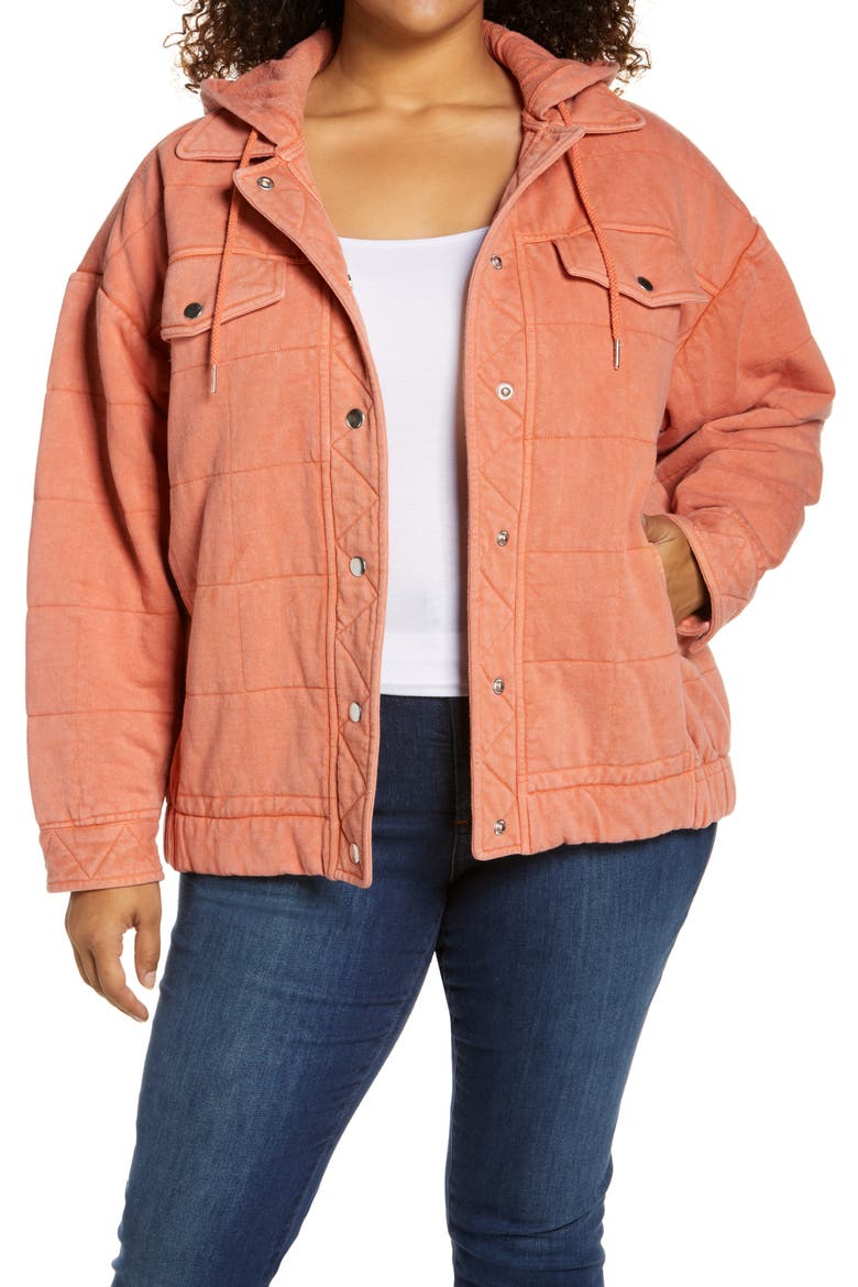 Quilted Trucker Jacket, Main, color, TERRACOTTA