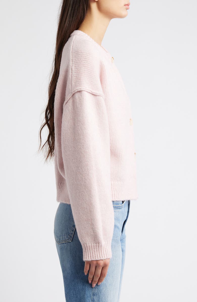 Topshop Exposed Seam Relaxed Fit Cardigan, Alternate, color, Pink