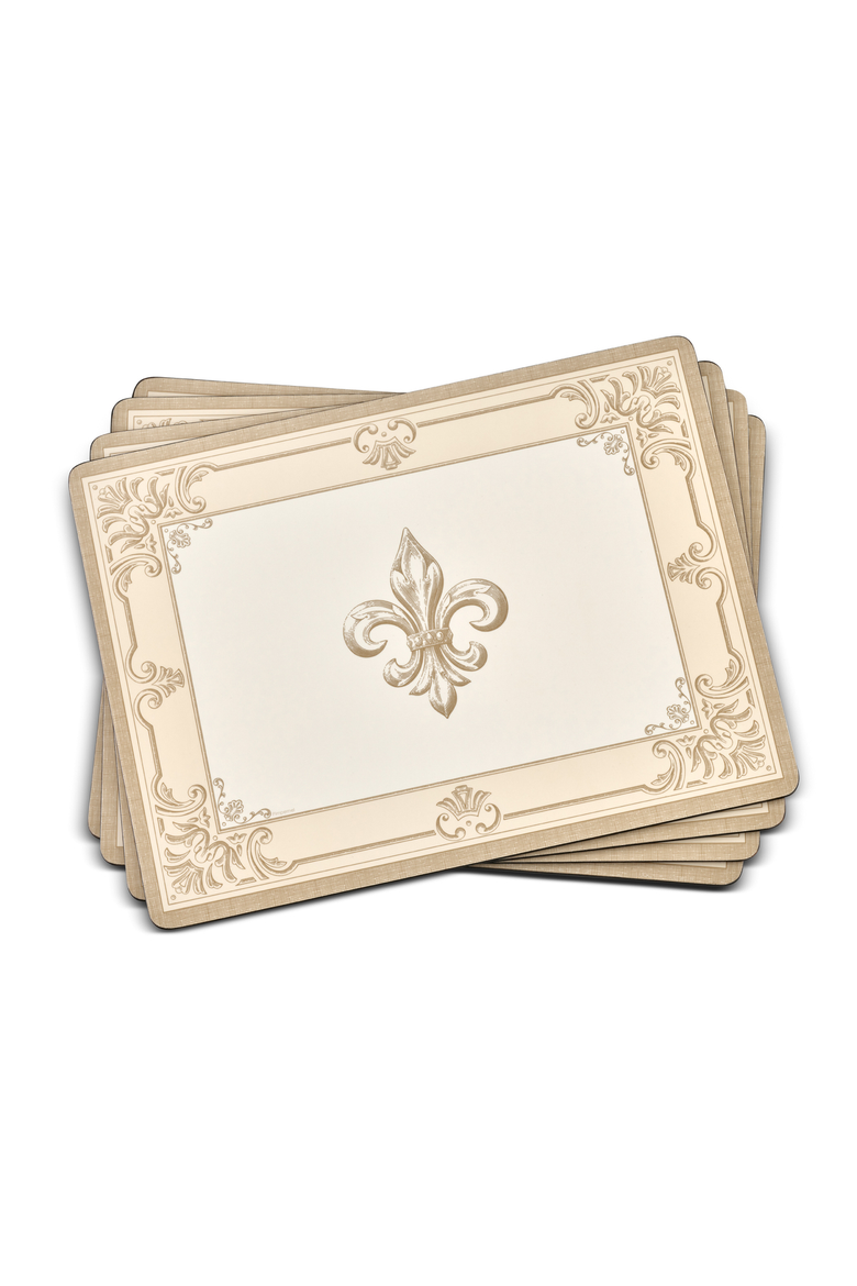 Fleur de Lys Set of 4 Cork Back Placemats, Main, color, Fleur de Lys