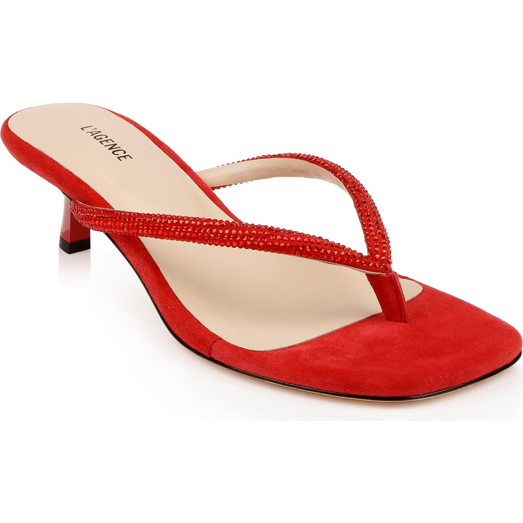 L Agence Hortense Sandal In Red Suede
