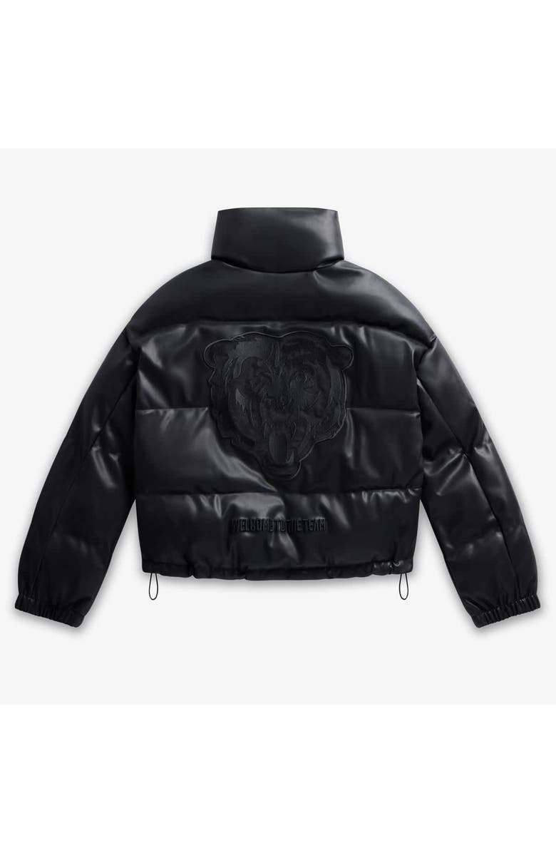 Off Season Women's  Black Chicago Bears Faux Leather Puffer Jacket, Alternate, color, Black