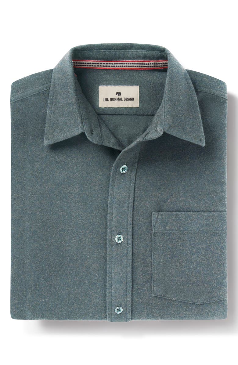 The Normal Brand Fairbanks Brushed Cotton Chamois Button-Up Shirt, Alternate, color, Waterloo