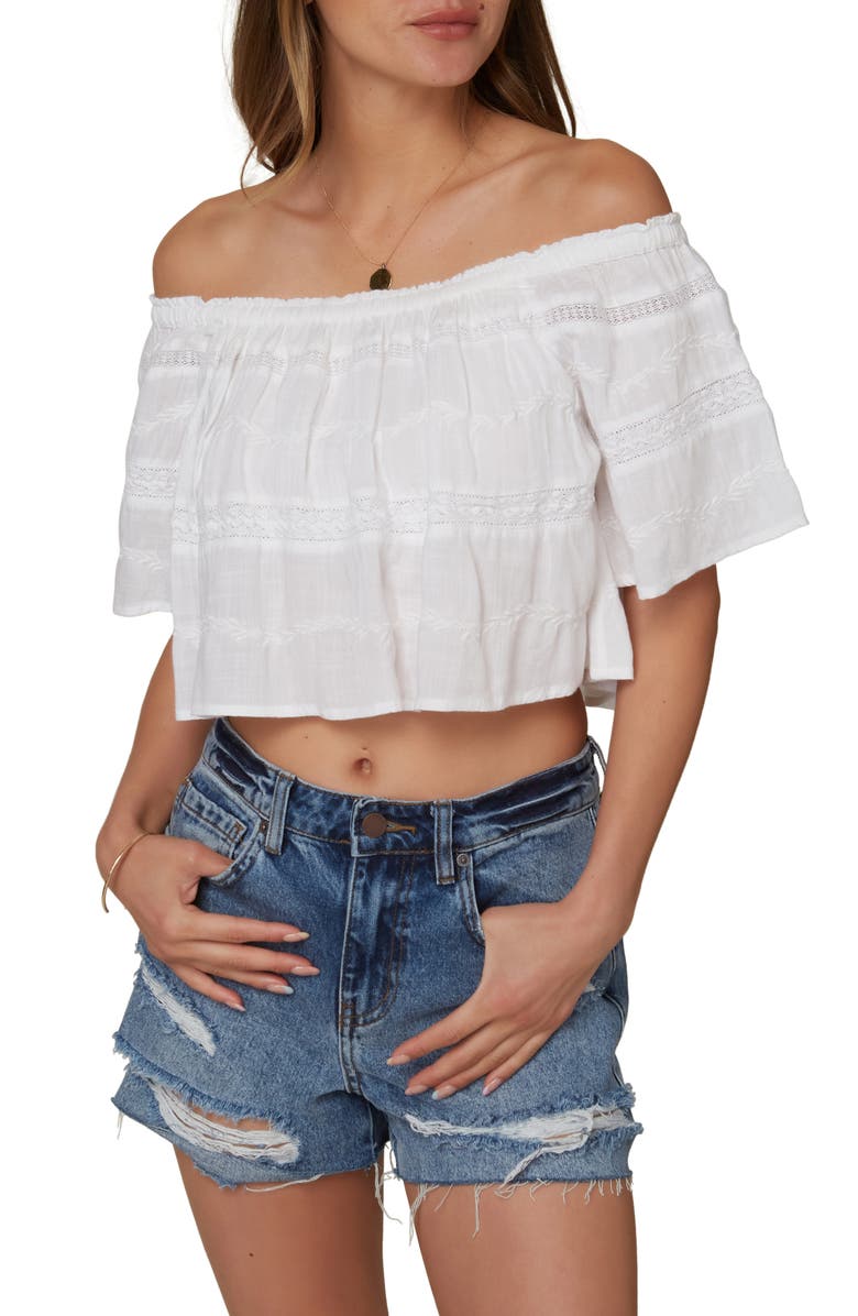 O'Neill Jonsie Off the Shoulder Crop Top, Main, color,