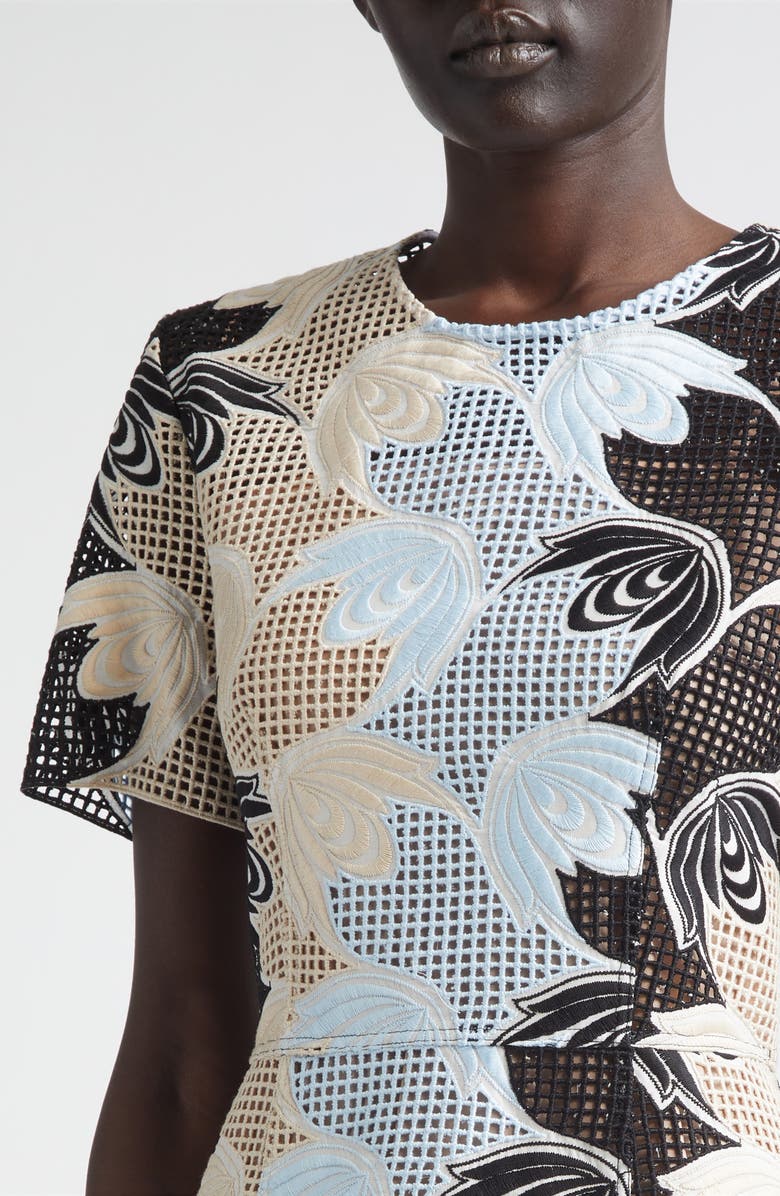 Marni Floral Embroidered Cotton Blend Sheath Dress, Alternate, color, Riw01 Lily White