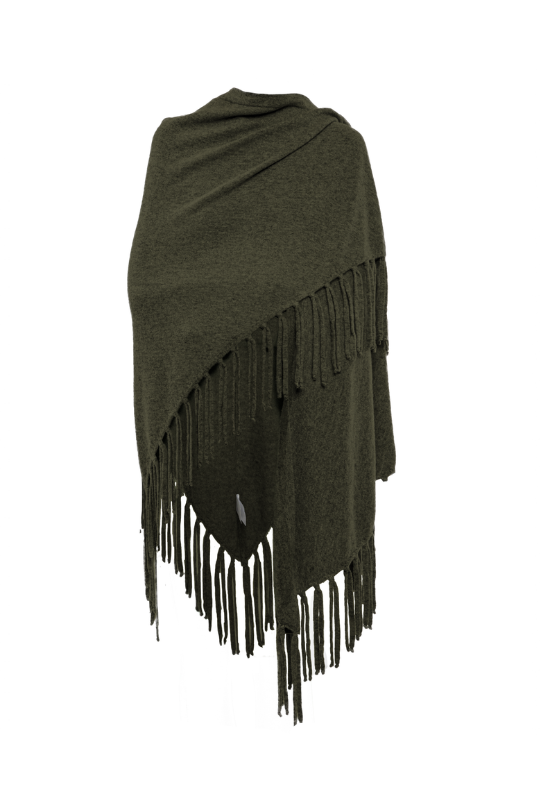 Pure Cashmere Fringe Wrap, Alternate, color, Olive Green