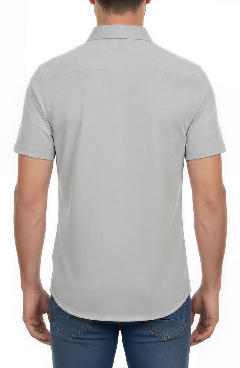 Victor Emmanuel Short Sleeve Knit Button-Down Shirt, Alternate, color, Stone