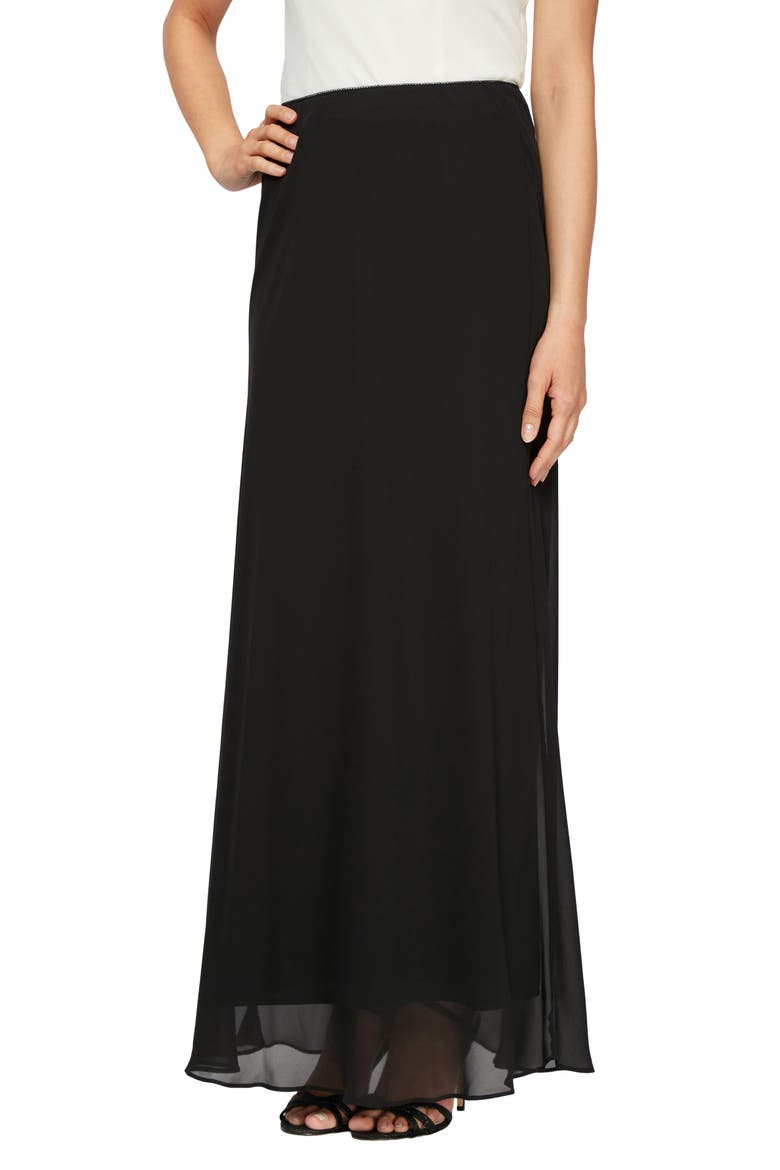 Chiffon A-Line Skirt, Main, color, BLACK