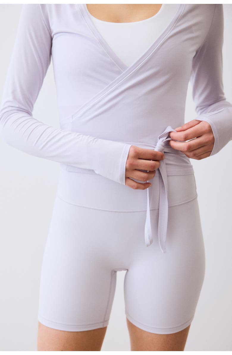 H&M Sports Wrap Top In Modal, Alternate, color, Lilac