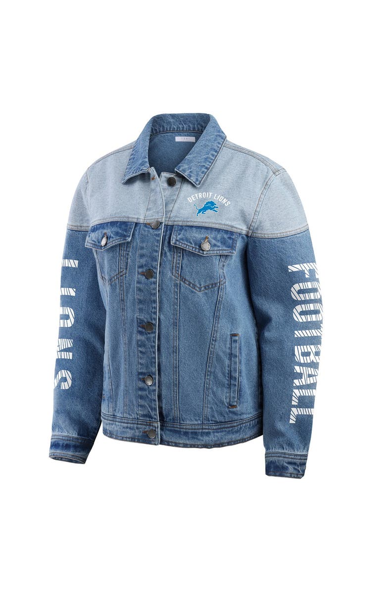 WEAR by Erin Andrews Women's WEAR by Erin Andrews  Detroit Lions Full-Button Denim Jacket, Alternate, color, 