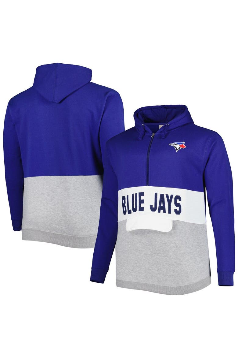 Men's Royal/White Toronto Blue Jays Big & Tall Fleece Half-Zip Hoodie, Main, color, Royal