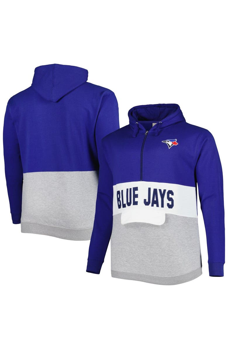 PROFILE Men's Royal/White Toronto Blue Jays Big & Tall Fleece Half-Zip Hoodie, Main, color, 