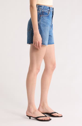 Saige High Waist Raw Hem Denim Cutoff Shorts