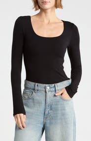 Abound Square Neck Long Sleeve Top