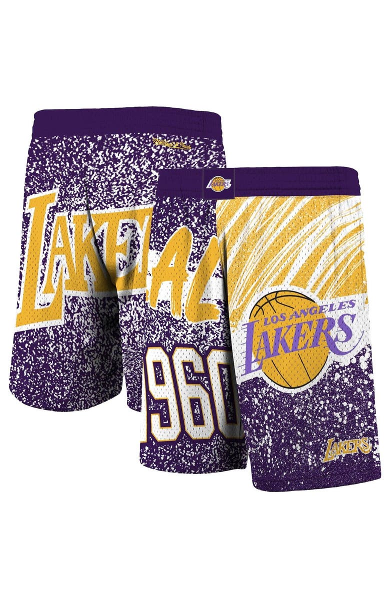 Mitchell & Ness Men's Mitchell & Ness Purple Los Angeles Lakers Hardwood Classics Jumbotron Sublimated Shorts, Main, color, 