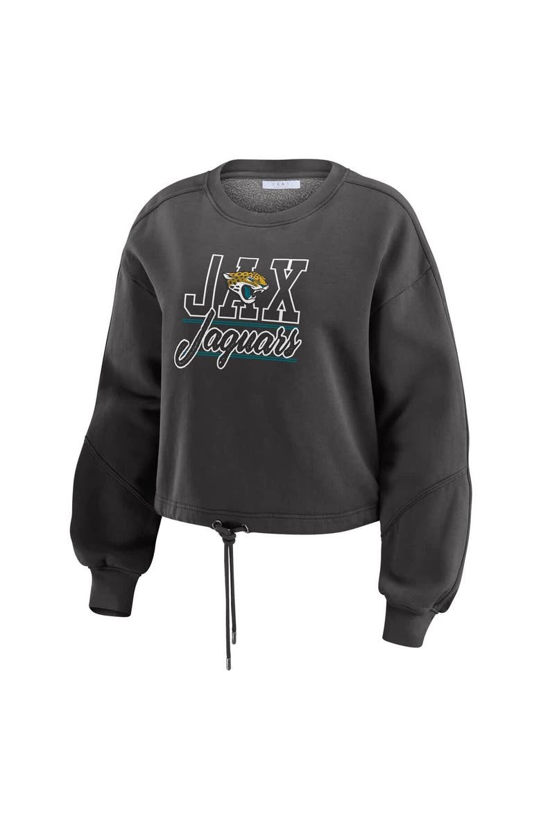 WEAR by Erin Andrews Women's WEAR by Erin Andrews Black Jacksonville Jaguars Washed Fleece Long Sleeve T-Shirt & Shorts Lounge Set, Alternate, color, Black