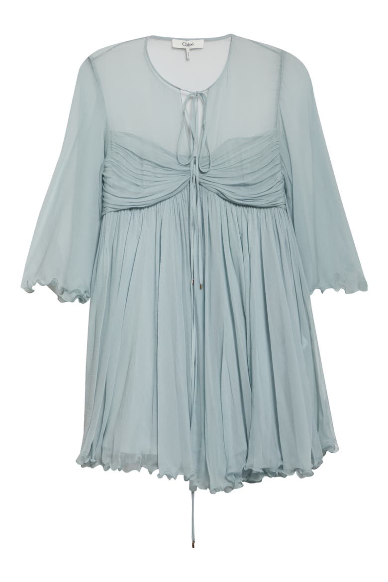 chloé ruffled silk mousseline babydoll mini dress purple Pleated Silk Mousseline Babydoll Dress (Women)