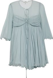 Chloé Pleated Silk Mousseline Babydoll Dress
