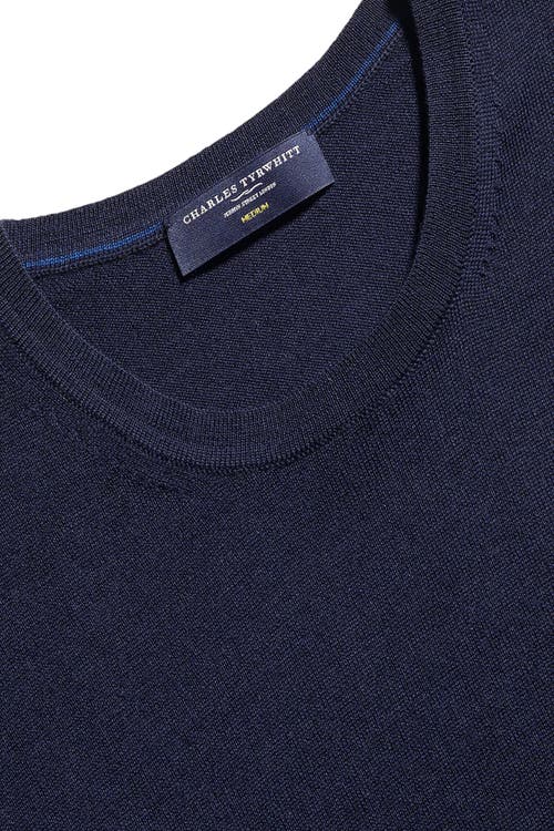 Charles Tyrwhitt Pure Merino Crew Neck Sweater In Navy