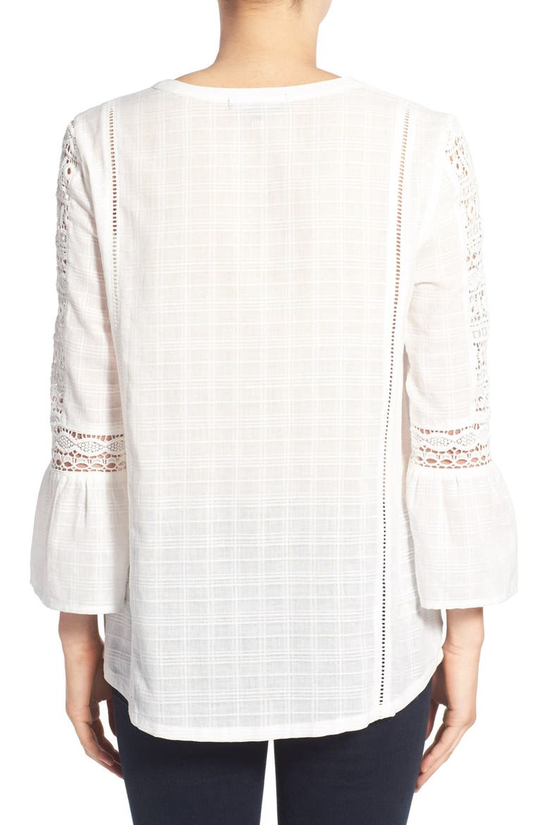 'Elora' Lace Trim Cotton Blouse, Alternate, color, SOY