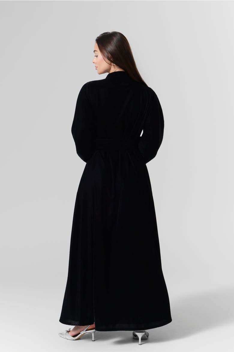 Luna Velvet Embellished Belted Dress, Alternate, color, Black