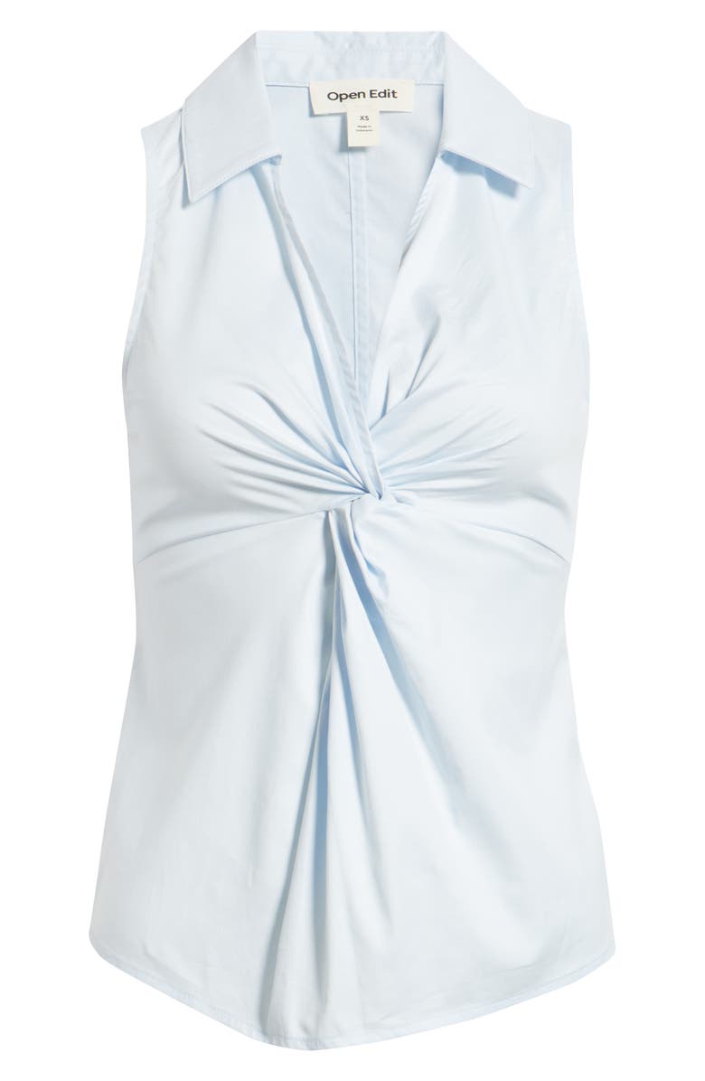 Open Edit Twist Front Poplin Top, Alternate, color, Blue Breeze