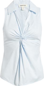 Open Edit Twist Front Poplin Top