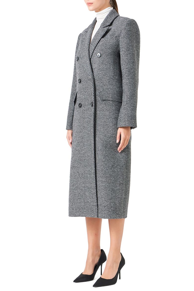 Herringbone Notch Lapel Blazer, Alternate, color, BLACK/ WHITE