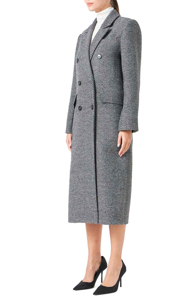 Endless Rose Herringbone Notch Lapel Blazer, Alternate, color, Black/ White