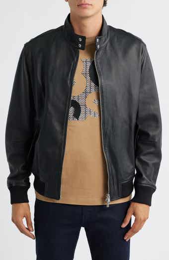 BOSS Monier Black Leather Zip Jacket