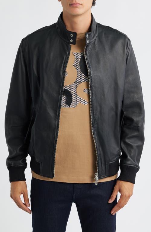Hugo Boss Boss Monier Black Leather Zip Jacket
