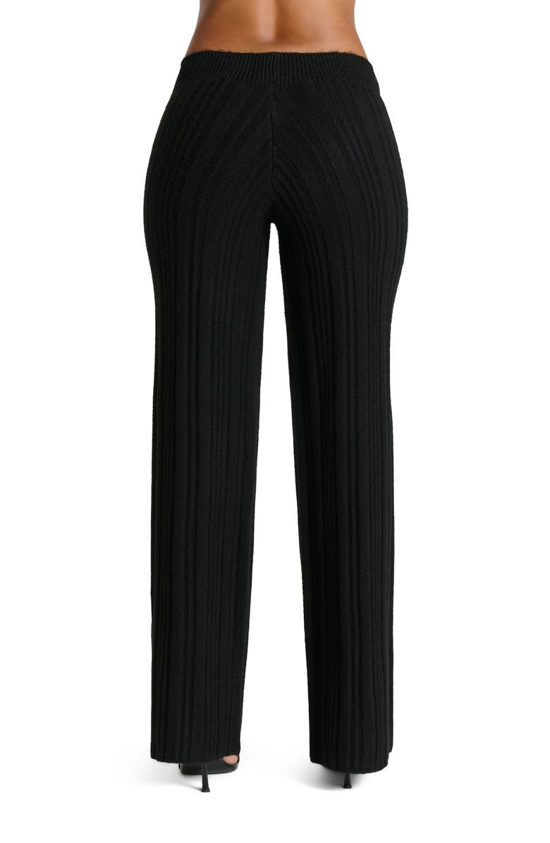 Naked Wardrobe Rib Wide Leg Pants, Alternate, color, Black