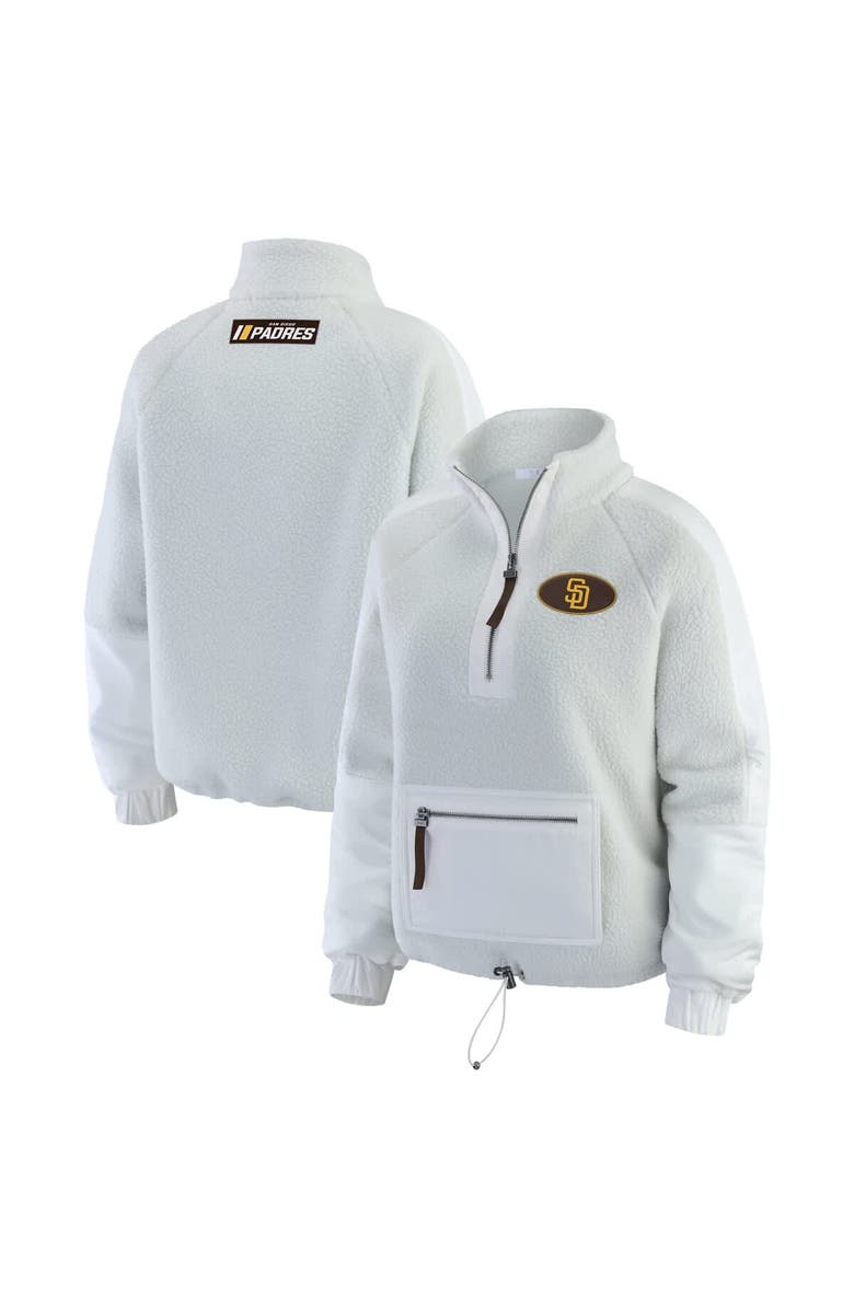 WEAR by Erin Andrews Women's WEAR by Erin Andrews Gray San Diego Padres Polar Fleece Quarter-Zip Jacket, Main, color, Gray