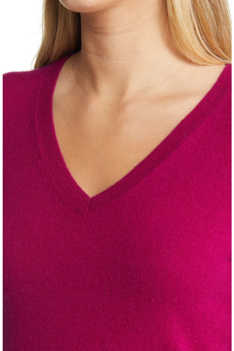 Cashmere Essential V-Neck Sweater, Alternate, color, PLUMIER