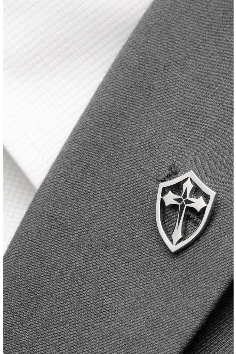 Cross Shield Stainless Steel Lapel Pin, Alternate, color, SILVER