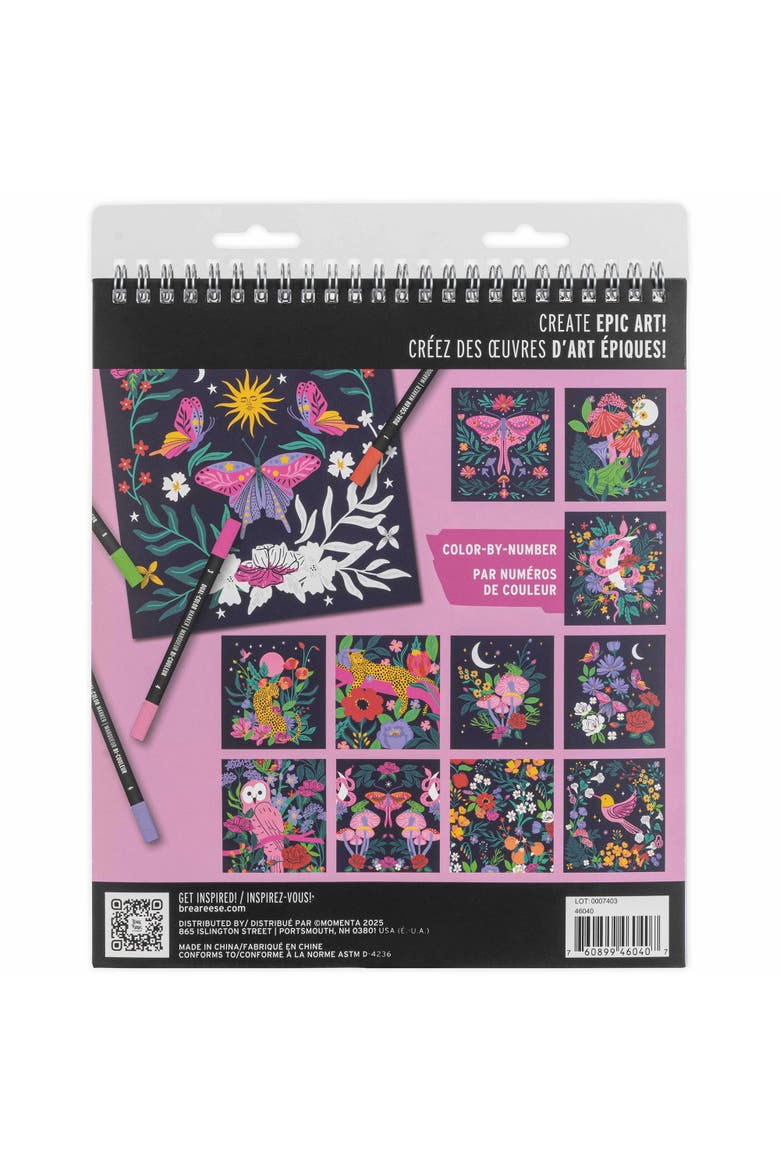 Vivid by Brea Reese Marker Color By Number Kit, Whimsical Botanicals, 5 Markers, Alternate, color, Multicolored