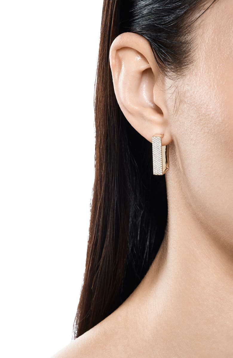 LANA Vanity 14K Gold Geometric Diamond Hoop Earrings, Alternate, color, Yellow Gold