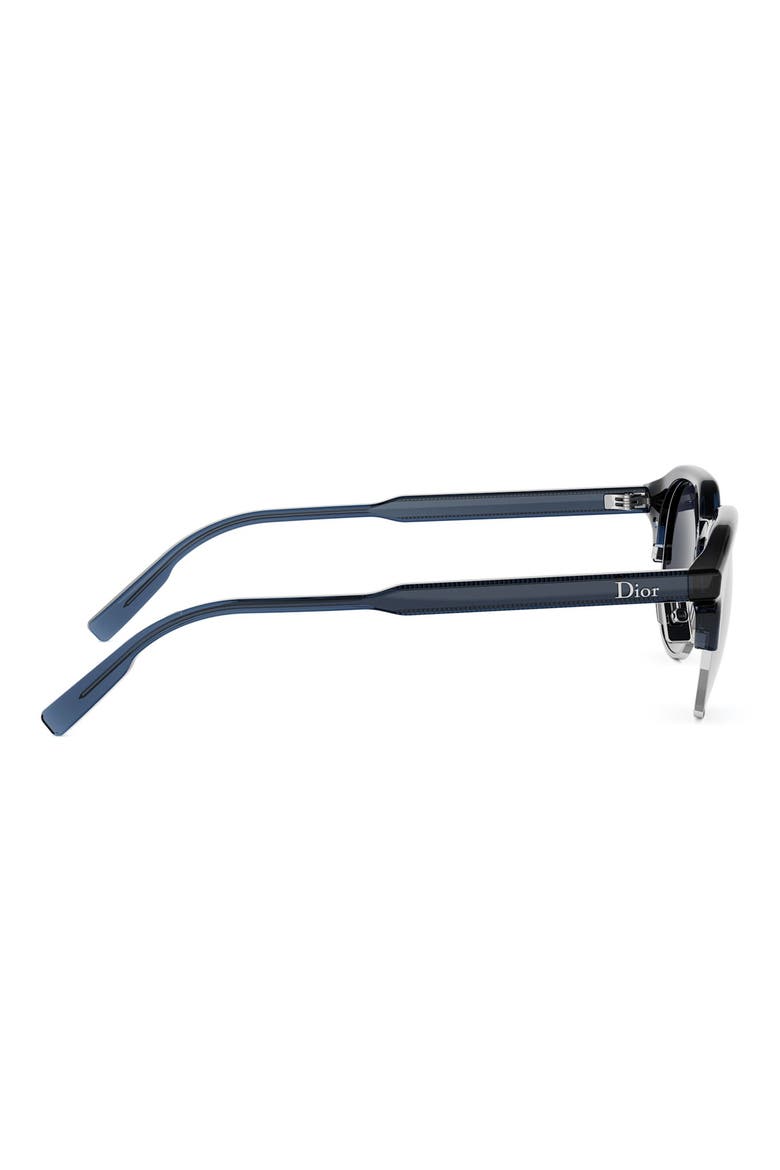DioRibbon R1I 49mm Geometric Sunglasses, Alternate, color, SHINY BLUE / SMOKE